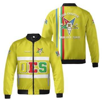 Custom Chapter Name OES Order of the Eastern Star Sistar Freemasonry 3D Bomber Jacket Size S-5XL