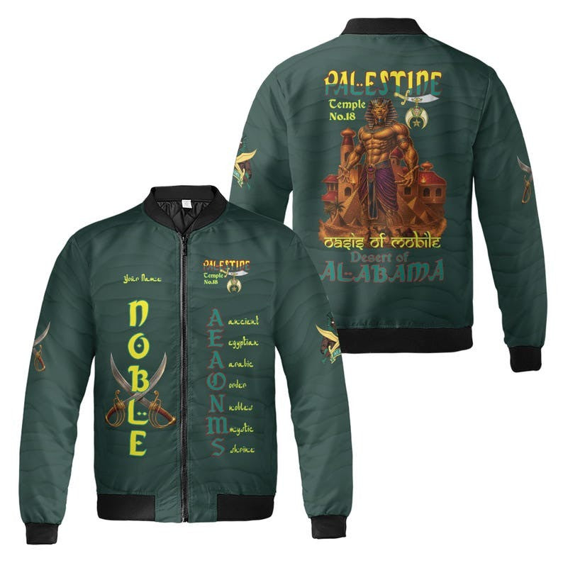 Custom Temple Name Nobles Mystic Shrine AEAONMS Guardian of the Pyramids 3D Bomber Jacket Size S-5XL