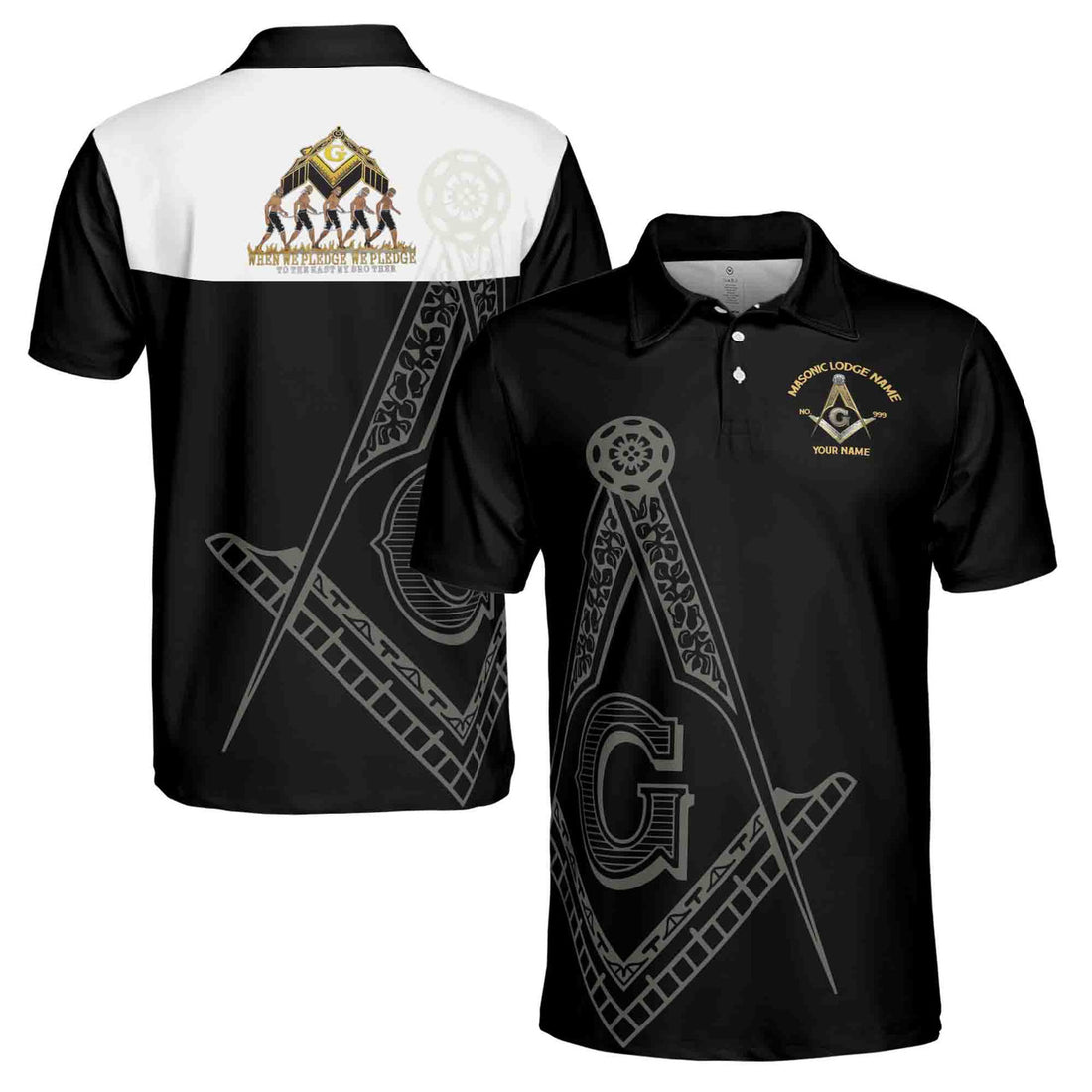 Customize Lodge Name, Name and Number PHA Freemasonry Masonic Men's Polo Shirt S-5XL - FUKAMASONIC