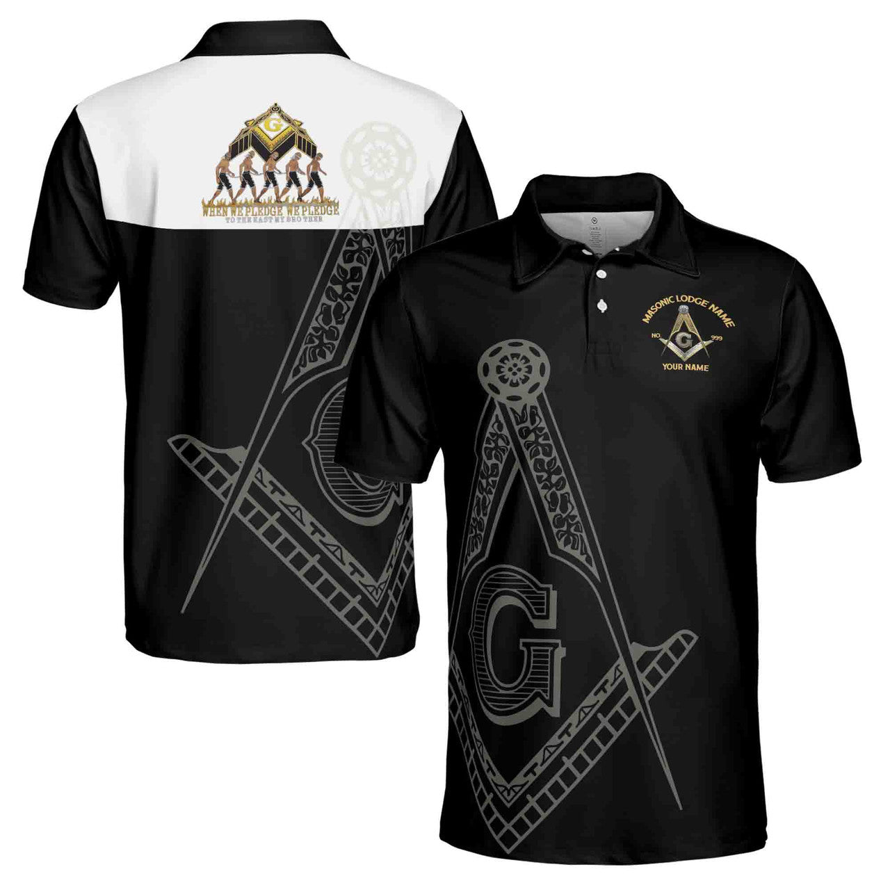 Customize Lodge Name, Name and Number PHA Freemasonry Masonic Men's Polo Shirt S-5XL - FUKAMASONIC