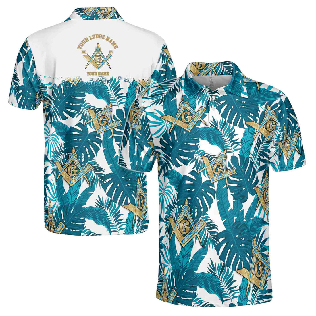 Customize Name Lodge Name Masonic Freemasonry Tropical Plants Men's Polo Shirt S-5XL - FUKAMASONIC