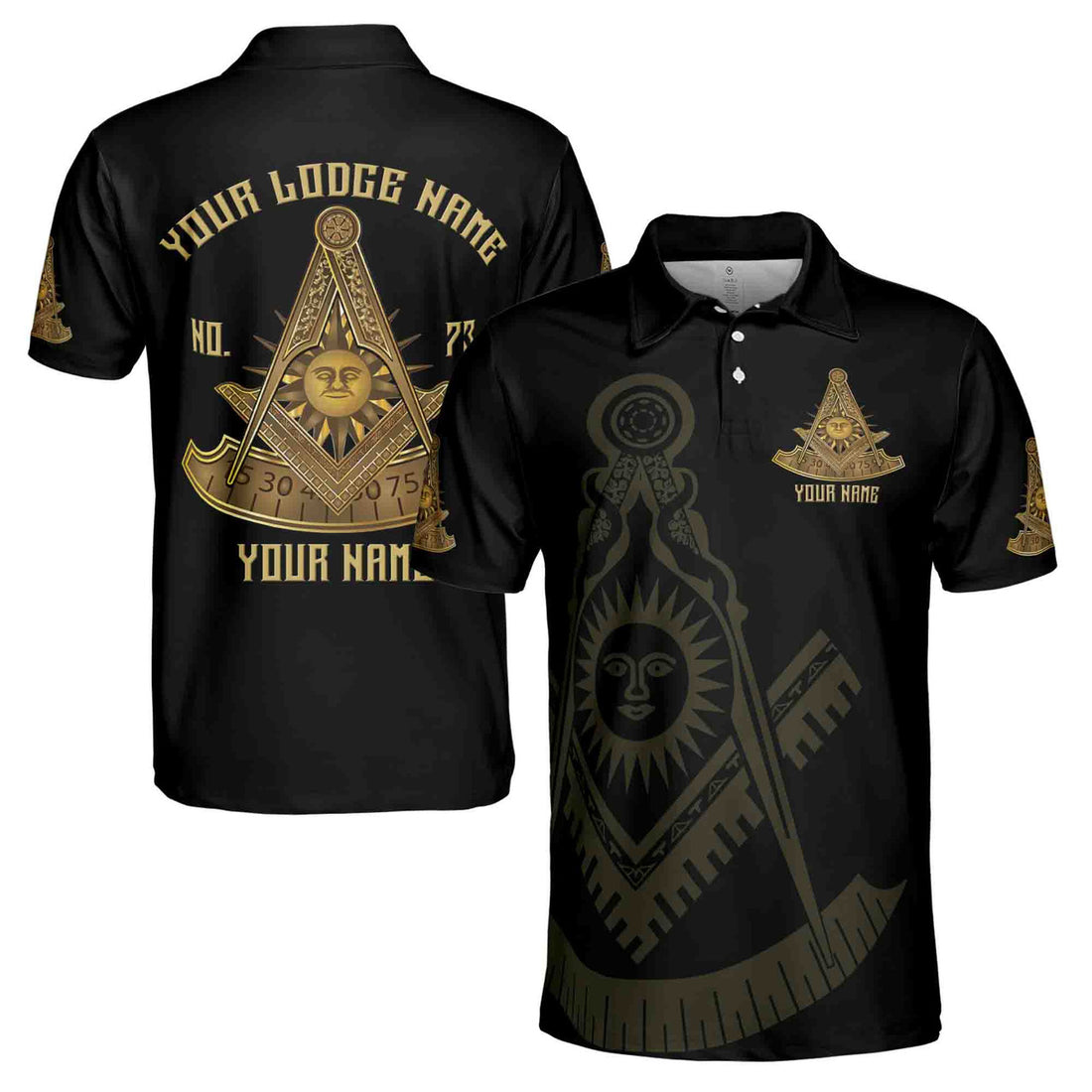 Custom Lodge Name Number Masonic Past Master Sun Freemason 3D Polo Shirt S-5XL