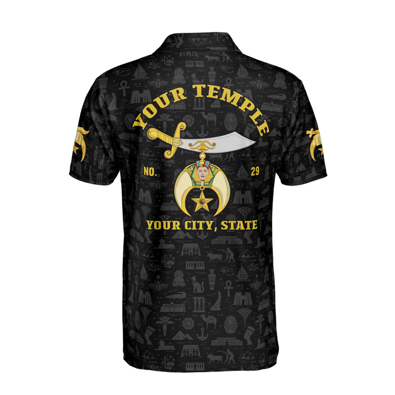 Custom Name Temple Shriners Noble Ancient Egypt Freemason Men's Polo Shirt S-5XL - FUKAMASONIC