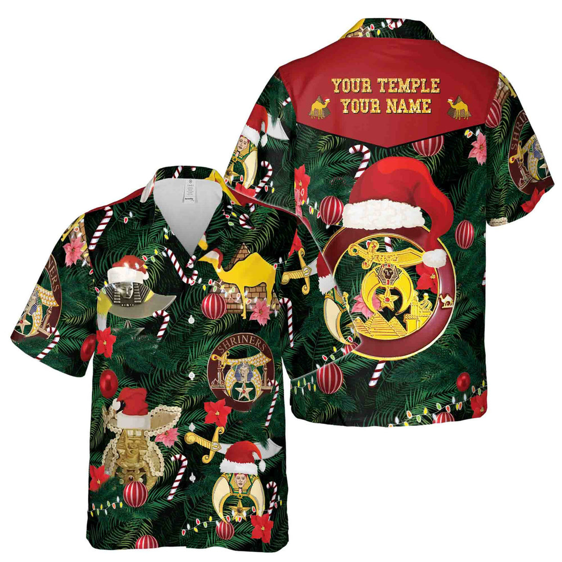 Custom Name Shriners Nobles Merry Christmas Hawaiian Shirt S-5XL - FUKAMASONIC
