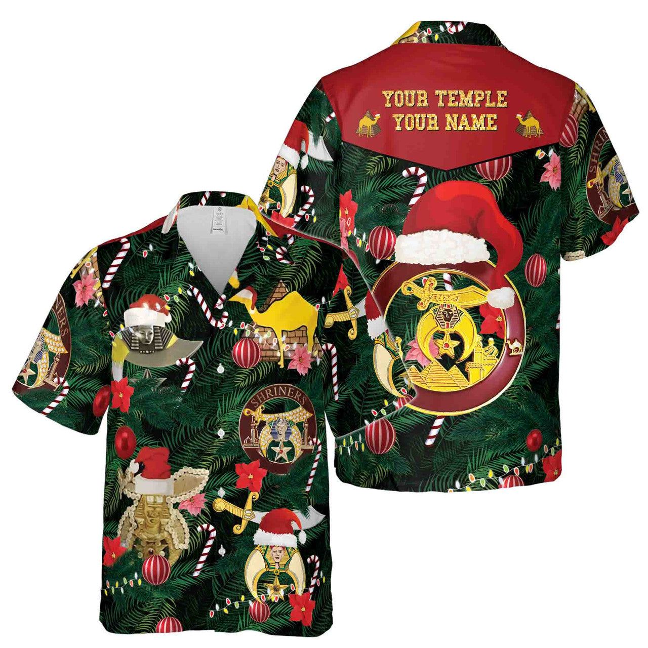 Custom Name Shriners Nobles Merry Christmas Hawaiian Shirt S-5XL - FUKAMASONIC