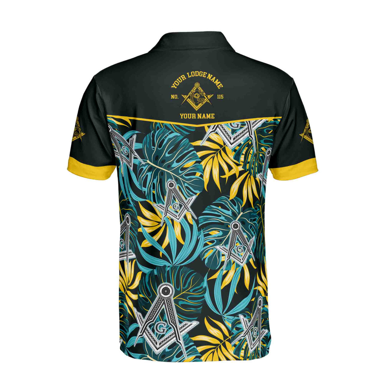 Customize Name Masonic Freemasonry Lodge Tropical Plants Men's Polo Shirt S-5XL - FUKAMASONIC