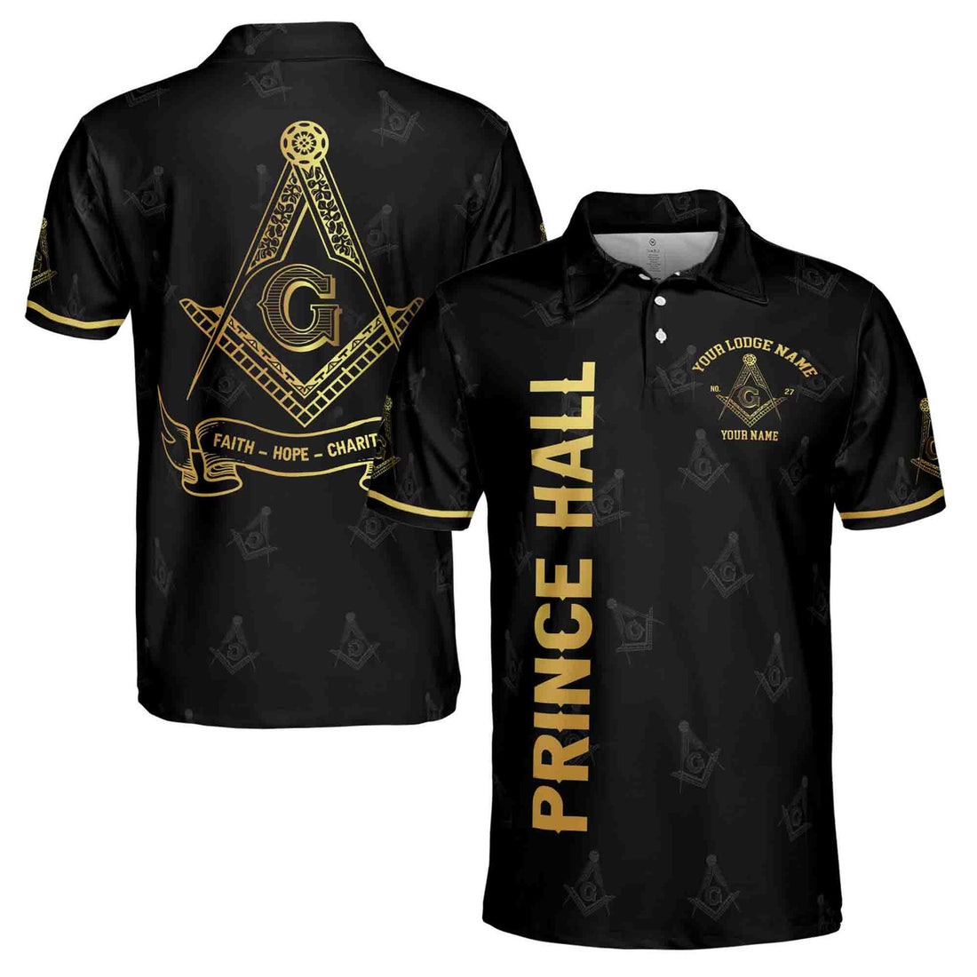 Customize Name Lodge Name Prince Hall PHA Freemasonry Masonic Men's Polo Shirt S-5XL - FUKAMASONIC