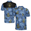 Customize Name Lodge Name Masonic Freemasonry Tropical Plants Blue Men's Polo Shirt S-5XL - FUKAMASONIC