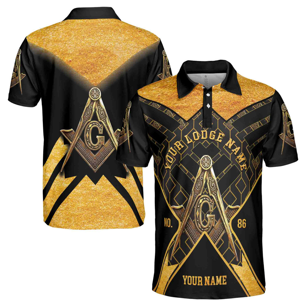 Custom Name and Lodge Freemasonry Masonic 3D Polo Shirt Size S-5XL