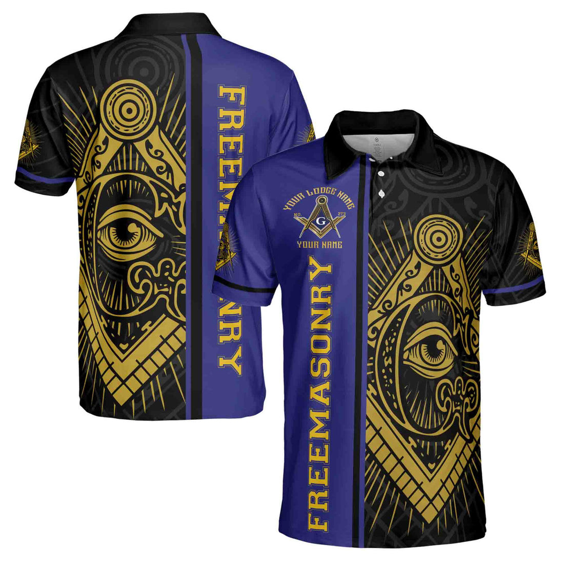 Customize Name Lodge Name Masonic Freemasonry Emblem Men's Polo Shirt S-5XL - FUKAMASONIC
