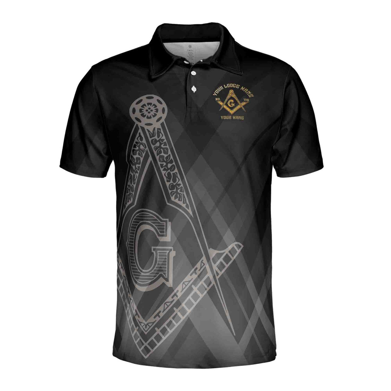 Customize Name Lodge Name Masonic Freemasonry Emblem Mason Black Men's Polo Shirt S-5XL - FUKAMASONIC