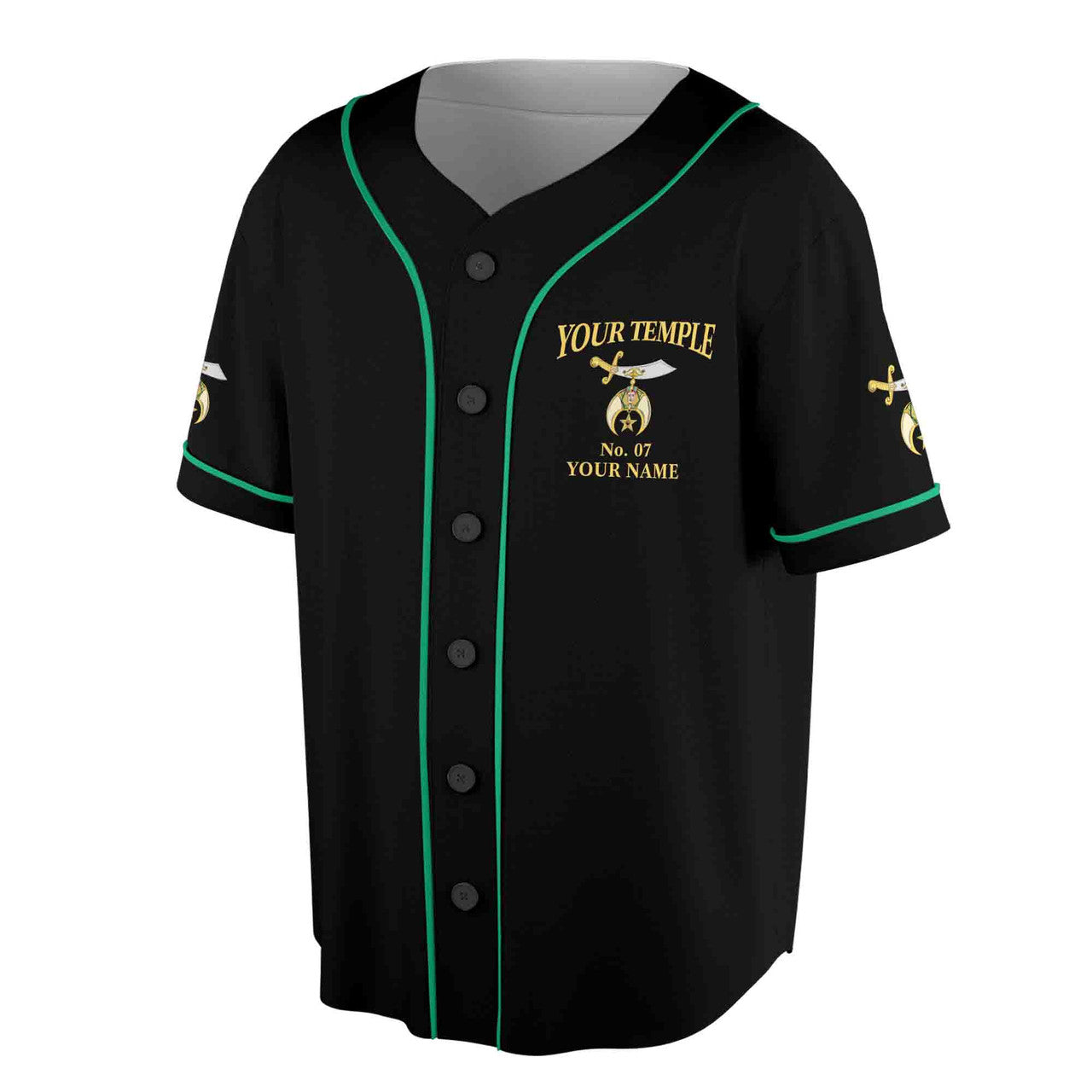 Custom Name Temple Noble AEAONMS Shriner Masonic Baseball Jersey S-5XL - FUKAMASONIC
