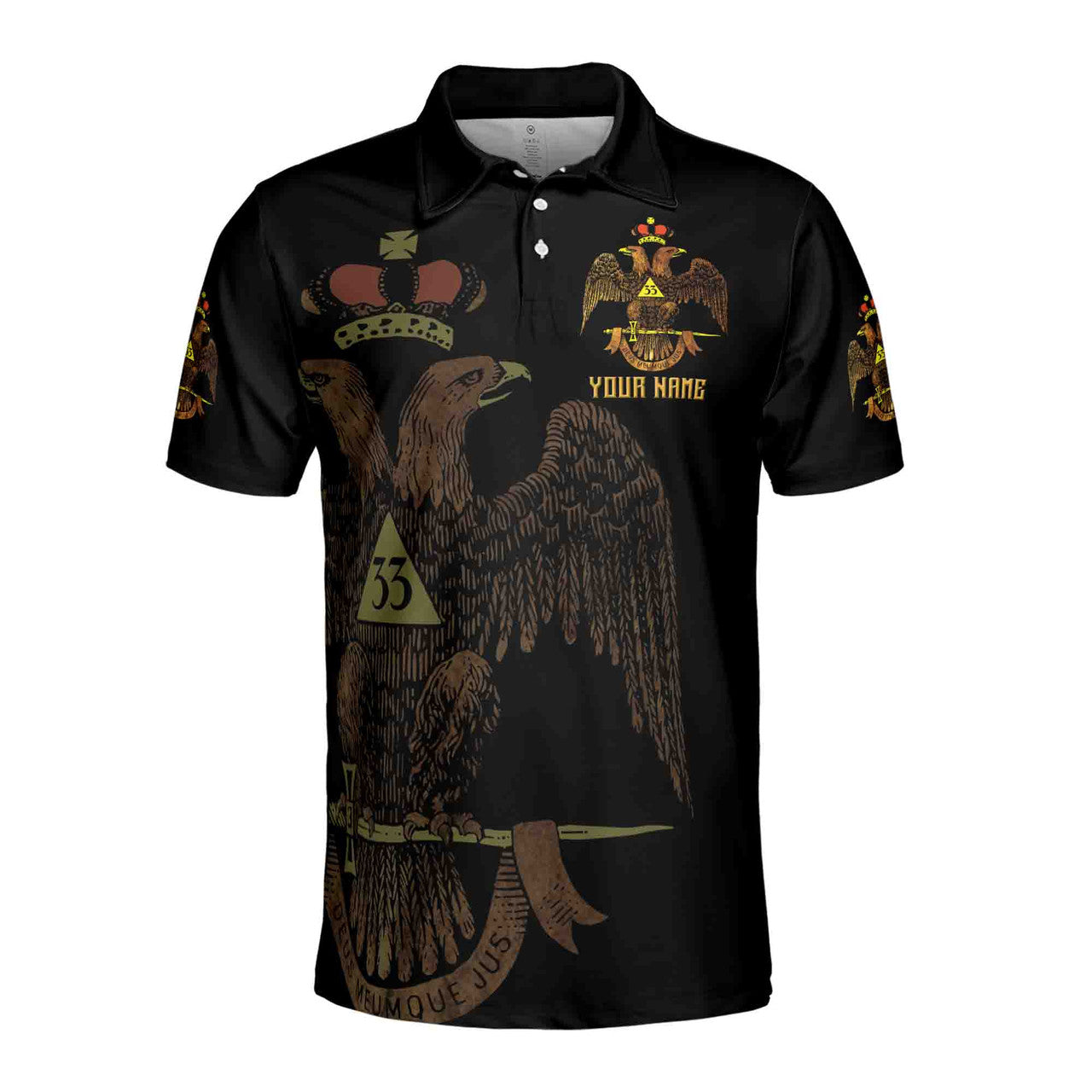 Custom Scottish Rite 33 Degree Emblem Design Masonic Men's Polo Shirt S-5XL - FUKAMASONIC