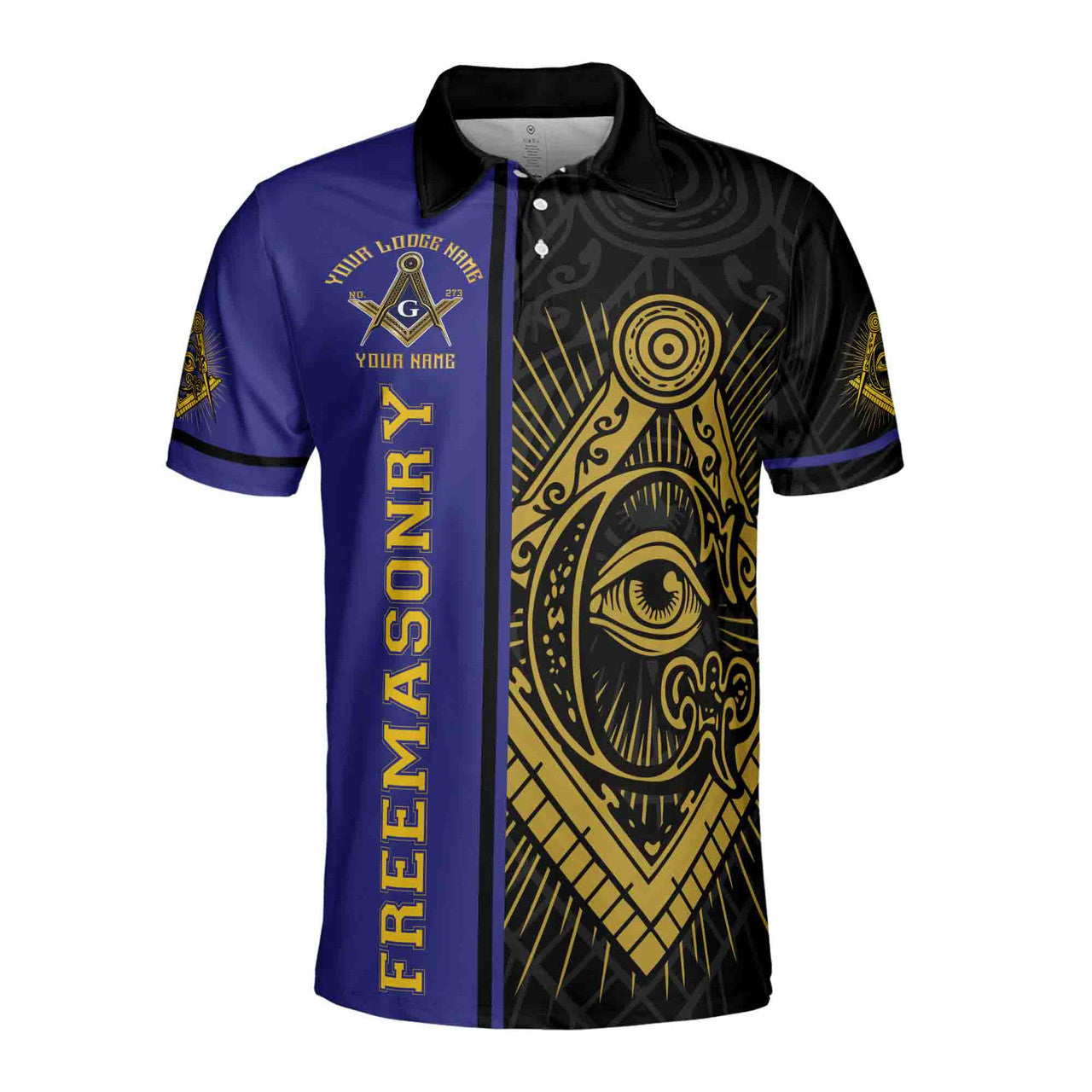 Customize Name Lodge Name Masonic Freemasonry Emblem Men's Polo Shirt S-5XL - FUKAMASONIC