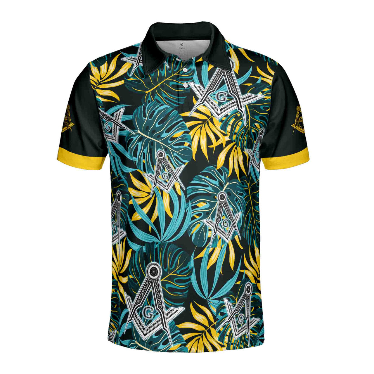 Customize Name Masonic Freemasonry Lodge Tropical Plants Men's Polo Shirt S-5XL - FUKAMASONIC