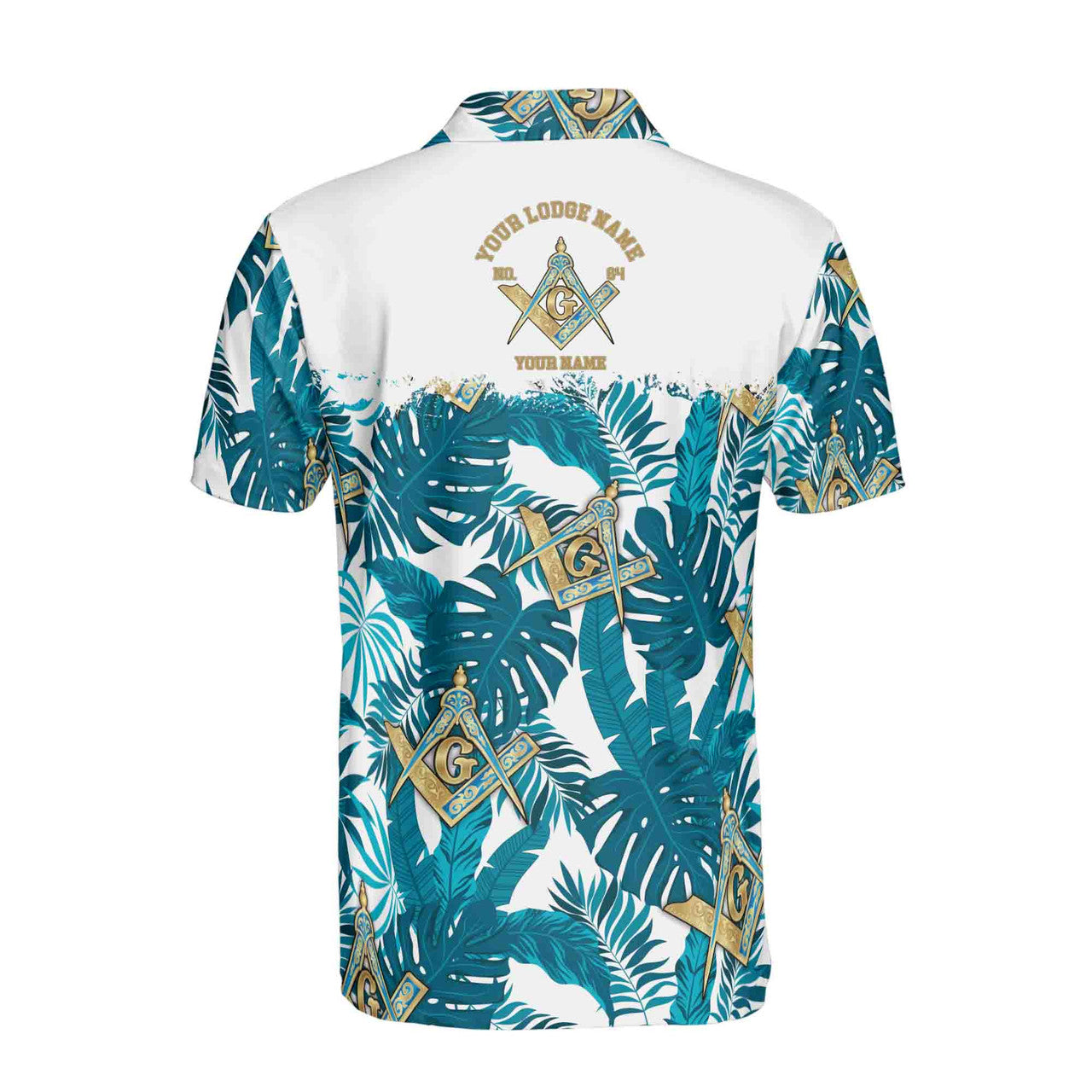 Customize Name Lodge Name Masonic Freemasonry Tropical Plants Men's Polo Shirt S-5XL - FUKAMASONIC