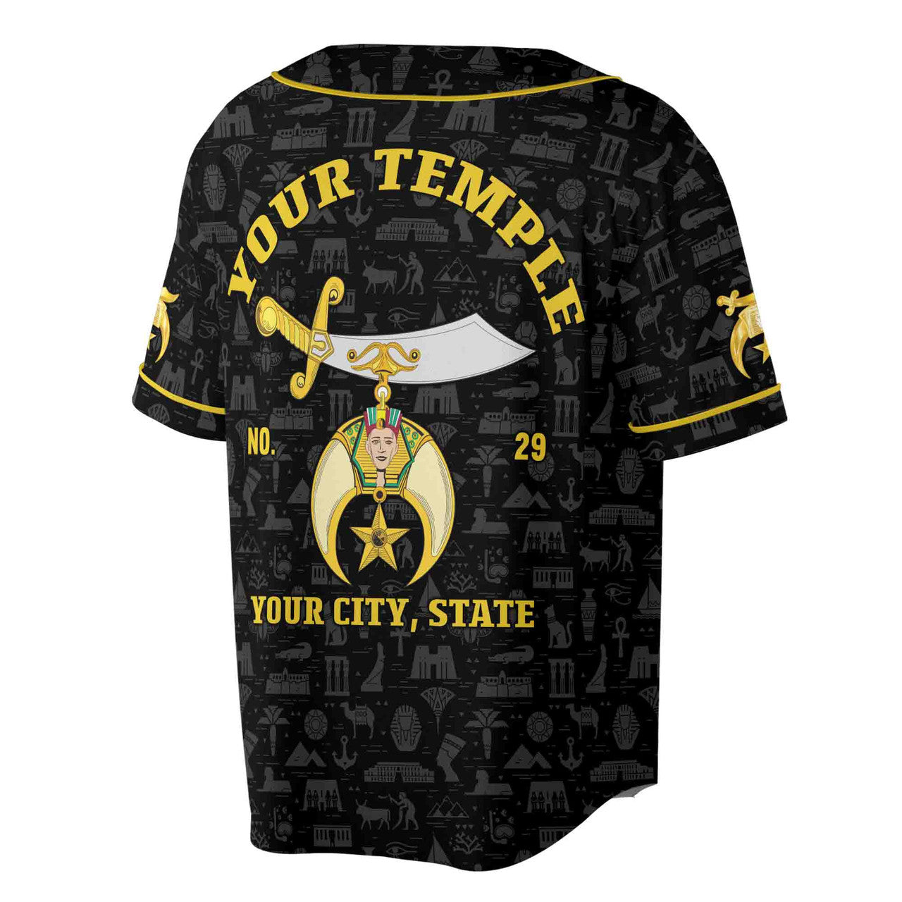 Custom Name Temple Shriners Noble Ancient Egypt Freemason Baseball Jersey S-5XL - FUKAMASONIC
