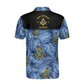 Customize Name Lodge Name Masonic Freemasonry Tropical Plants Blue Men's Polo Shirt S-5XL - FUKAMASONIC