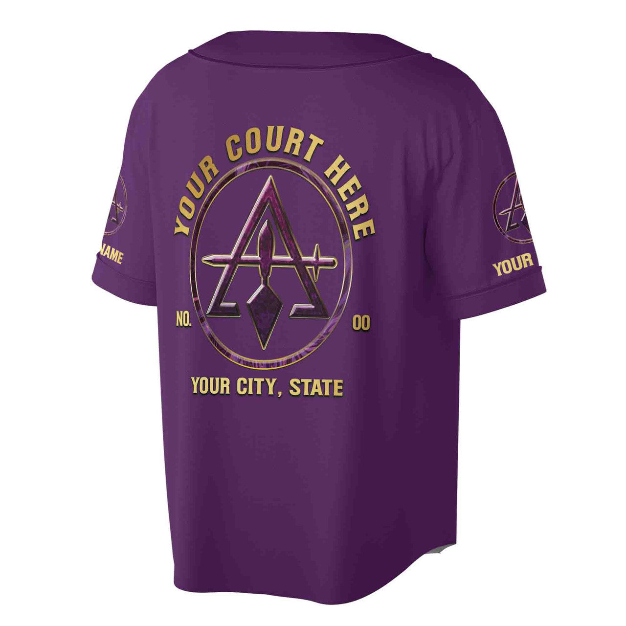 Custom Name Court York Rite Purple Unisex Baseball Jersey S-5XL - FUKAMASONIC