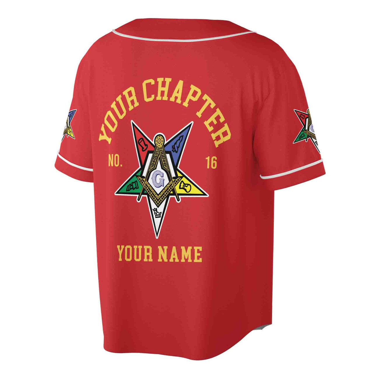 Order Of The Eastern Star OES Past Patrons Emblem Masonic Square & Compass Baseball Jersey S-5XL - FUKAMASONIC