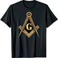 Men's Black T-Shirt with Gold Masonic Square and Graphic Stylish & Proud