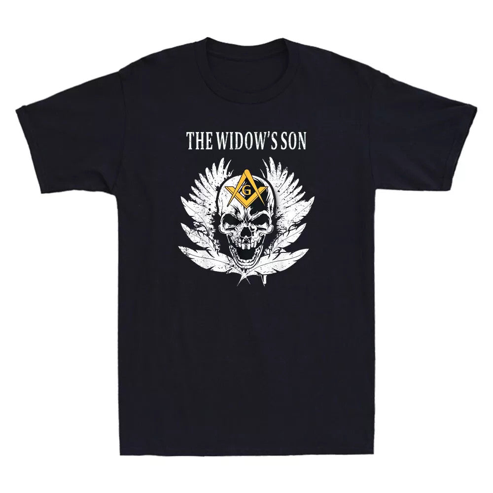 Freemason The Widow's Son Wings Skull Masonic Compass Square Retro Men's T-Shirt
