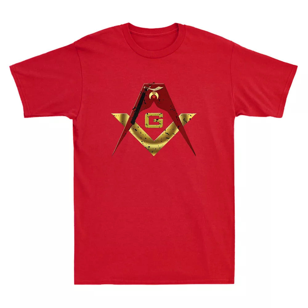 Masonic Shriner Funny Graphic Logo Vintage Men's Short Sleeve T-Shirt Cotton Tee - FUKAMASONIC