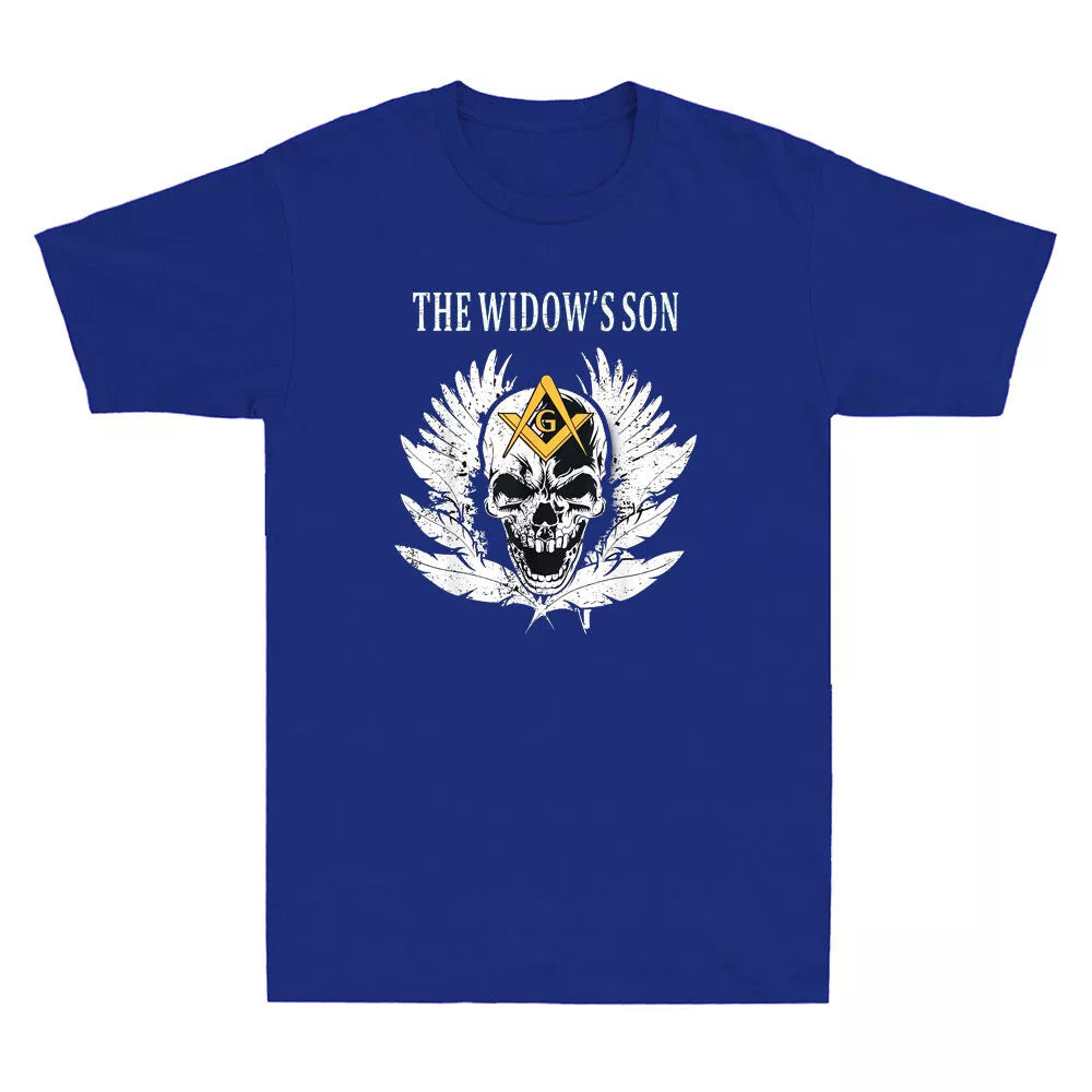 Freemason The Widow's Son Wings Skull Masonic Compass Square Retro Men's T-Shirt - FUKAMASONIC