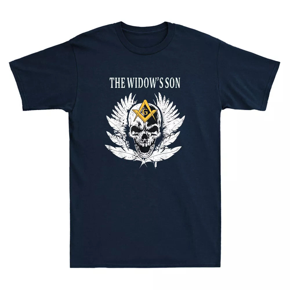 Freemason The Widow's Son Wings Skull Masonic Compass Square Retro Men's T-Shirt - FUKAMASONIC