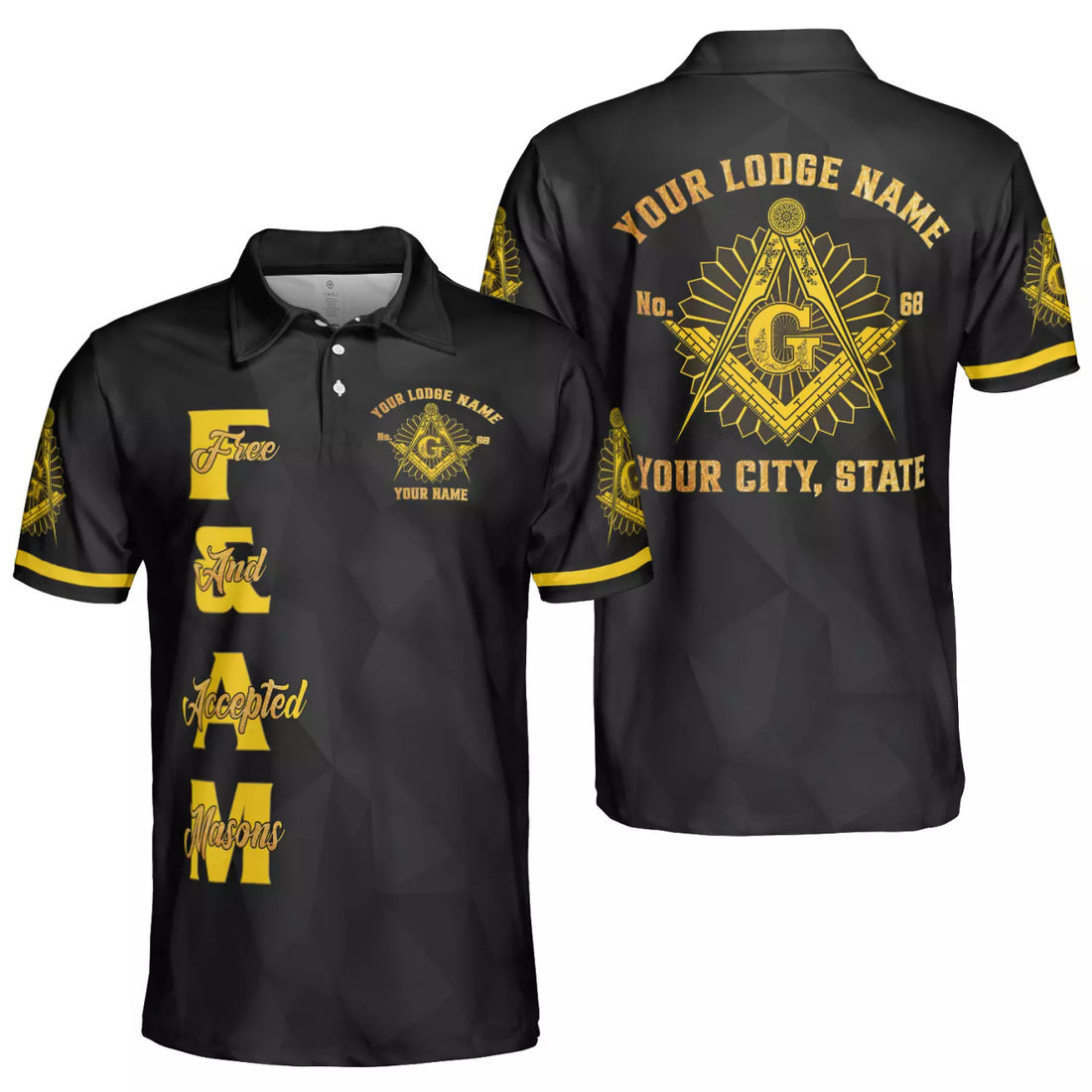 Custom Lodge Name Number F&AM Masonic Freemasonry 3D Polo Shirt S-5XL