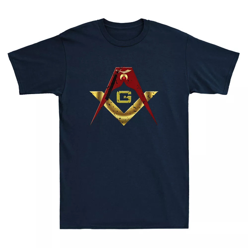 Masonic Shriner Funny Graphic Logo Vintage Men's Short Sleeve T-Shirt Cotton Tee - FUKAMASONIC