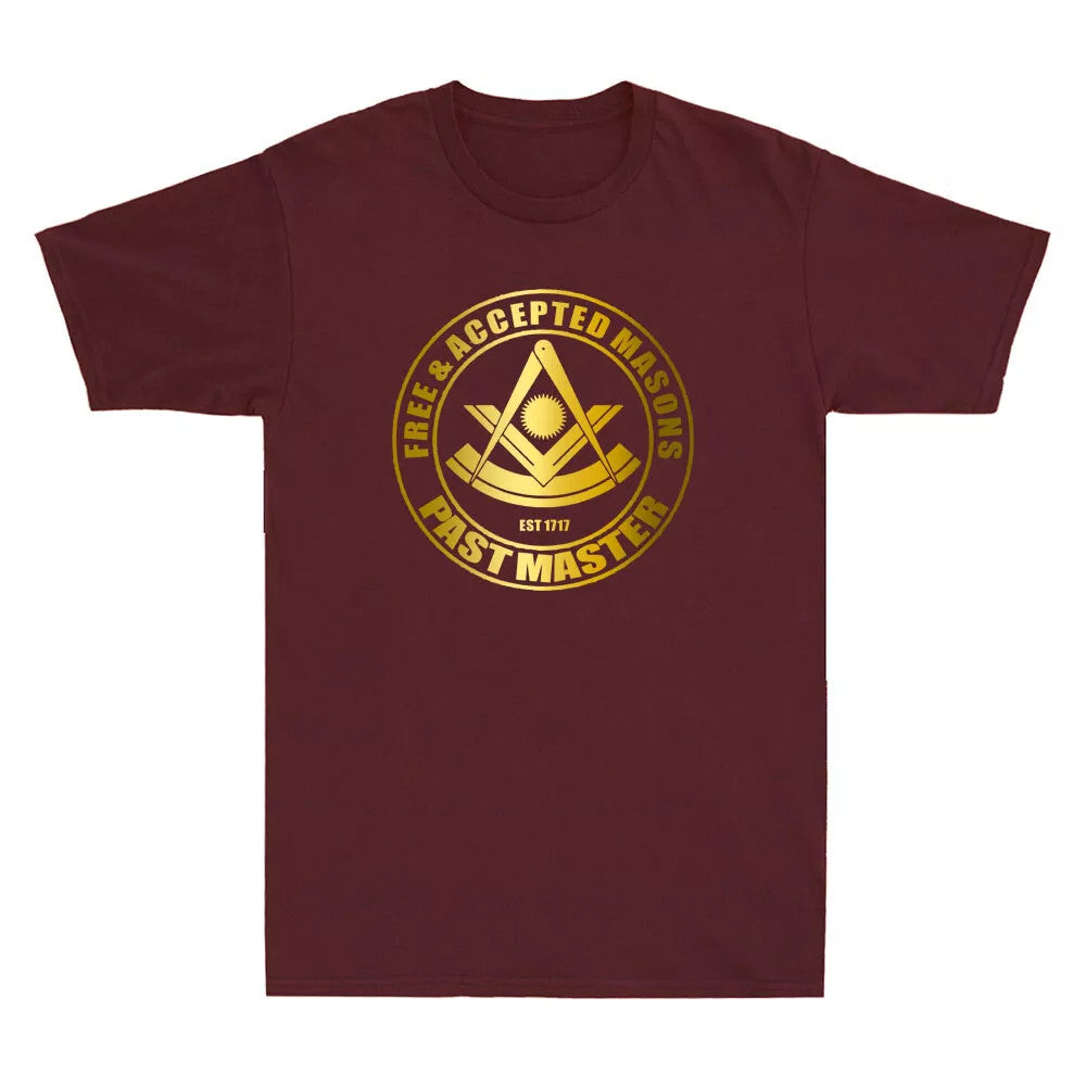 Masonic Past Master Jewel F & AM Square &Compass Freemason Novelty Men's T-Shirt - FUKAMASONIC