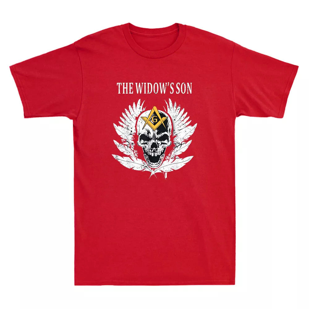 Freemason The Widow's Son Wings Skull Masonic Compass Square Retro Men's T-Shirt - FUKAMASONIC