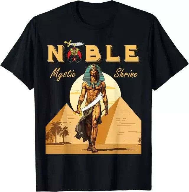 Noble Mystic Shriner Pharaoh King Muscular Pyramids Masonic T-Shirt