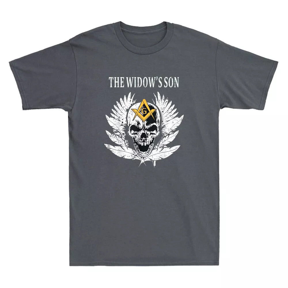 Freemason The Widow's Son Wings Skull Masonic Compass Square Retro Men's T-Shirt - FUKAMASONIC