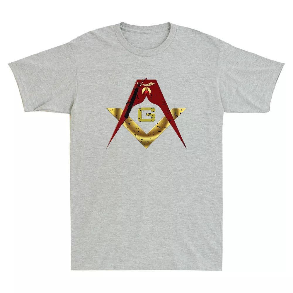 Masonic Shriner Funny Graphic Logo Vintage Men's Short Sleeve T-Shirt Cotton Tee - FUKAMASONIC