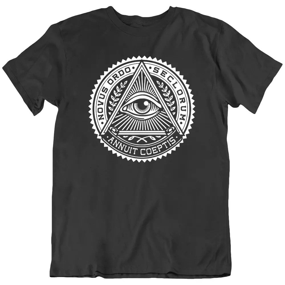 Freemason Symbol Illuminati Eye Pyramid Novus Ordo Seclorum T-Shirt Tee Gift New - FUKAMASONIC