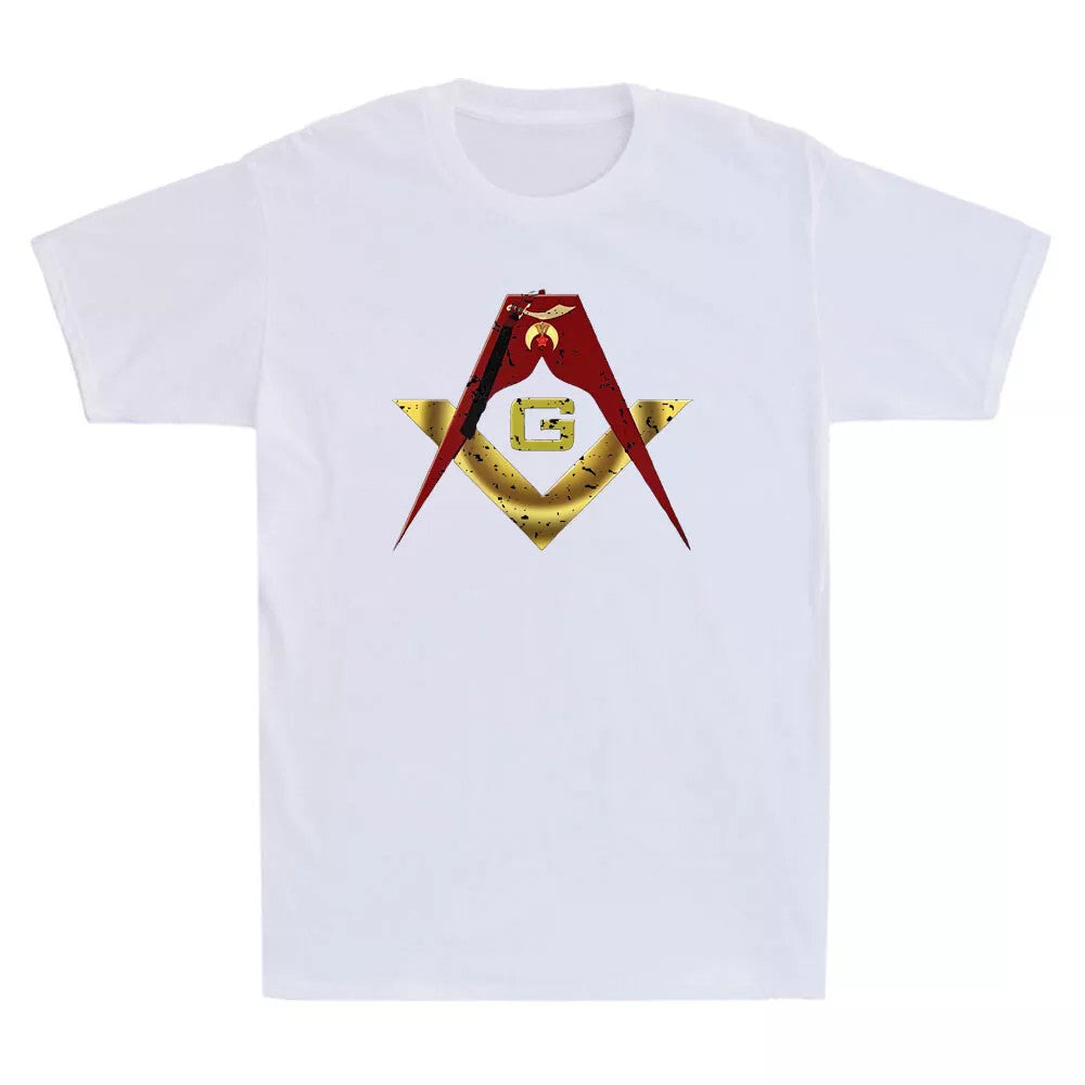Masonic Shriner Funny Graphic Logo Vintage Men's Short Sleeve T-Shirt Cotton Tee - FUKAMASONIC