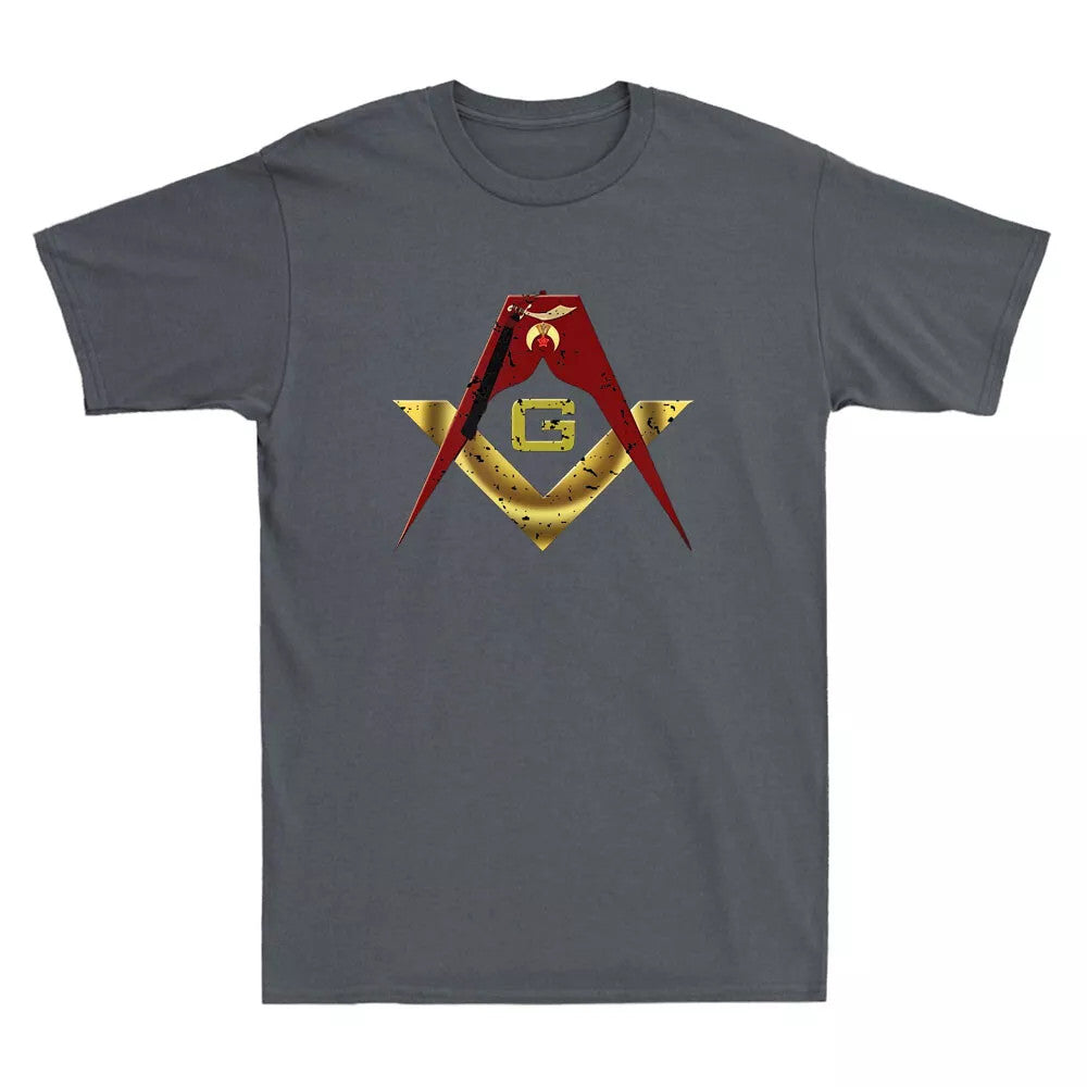 Masonic Shriner Funny Graphic Logo Vintage Men's Short Sleeve T-Shirt Cotton Tee - FUKAMASONIC