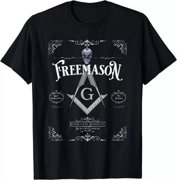 Masonic Freemason With Square & Compasses and Skull Shirt S-5XL