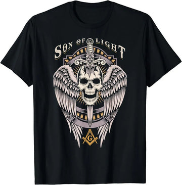 Freemason Son Of Light Wings Skull Masonic Symbol T-Shirt