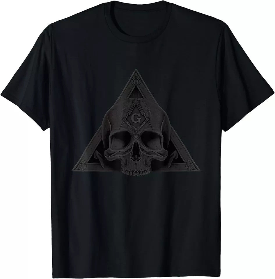 Dark Master Mason Skull Square & Compass Freemason, Masonic T-Shirt